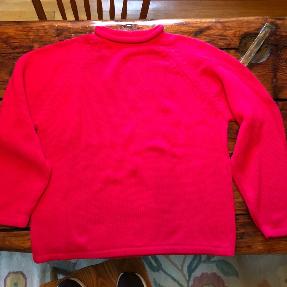J Crew 100% Cotton Pink Roll Neck Sweater L